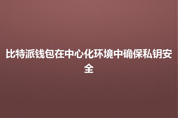 比特派钱包在中心化环境中确保私钥安全💼🔒